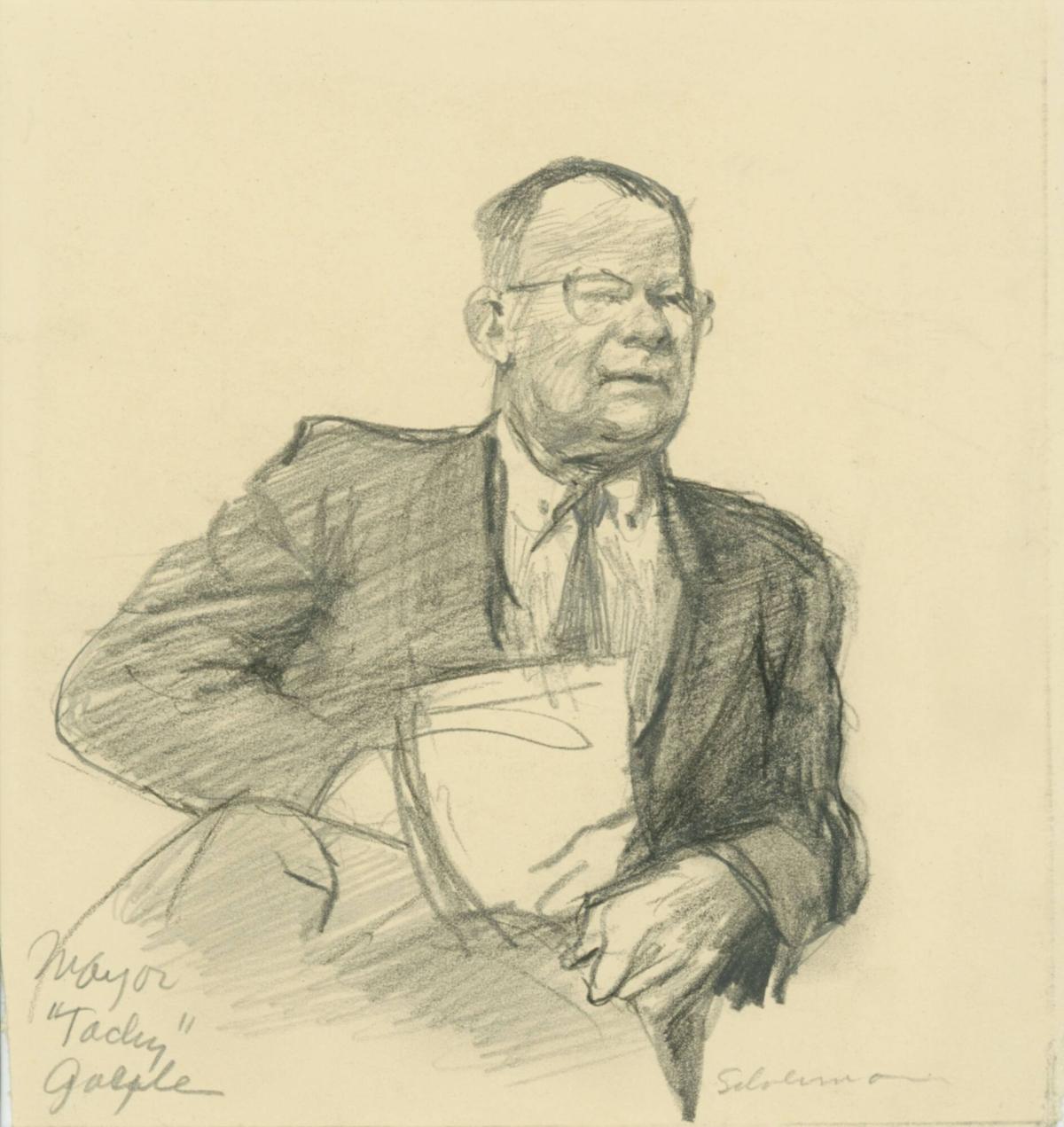 Mayor "Tacky" Gayle, Trial of Martin Luther King - "Are you a member of the White Citizen's Council?  Yes, I am.", from a series of drawings documenting the 1956 Montgomery Bus Boycott, Montgomery, AL