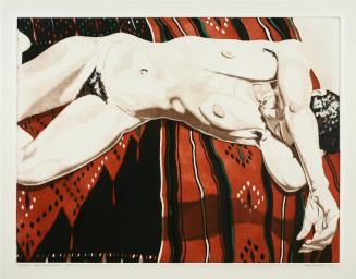 Nude Lying on Black and Red Blanket