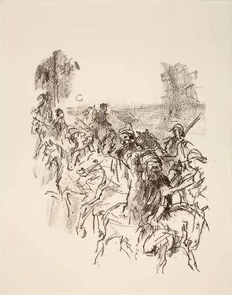 Lear and his men leaving Goneril's castle (Act I, Scene V), from the portfolio King Lear