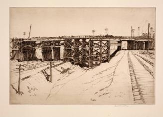 Kinsman Street Temporary Bridge, April 1929, from the Cleveland Union Terminal Series