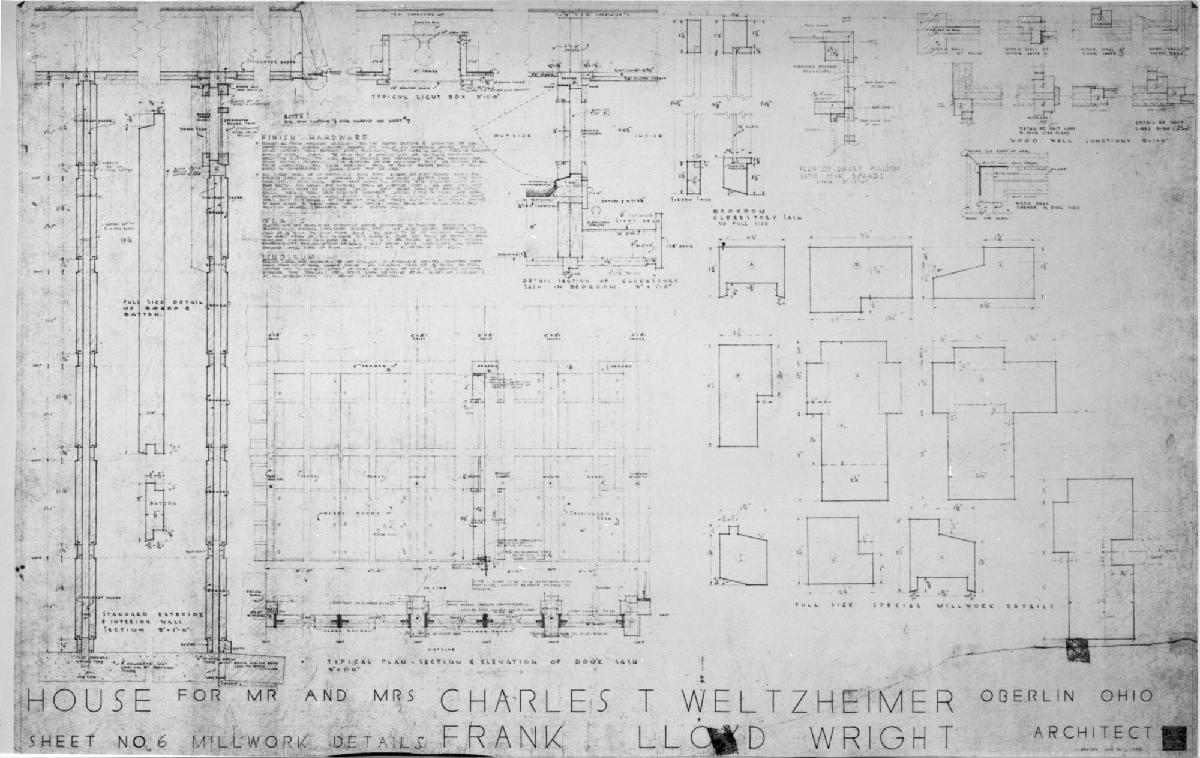 Sheet No. 6: Millwork Details, for The Charles Weltzheimer House, Oberlin, Ohio