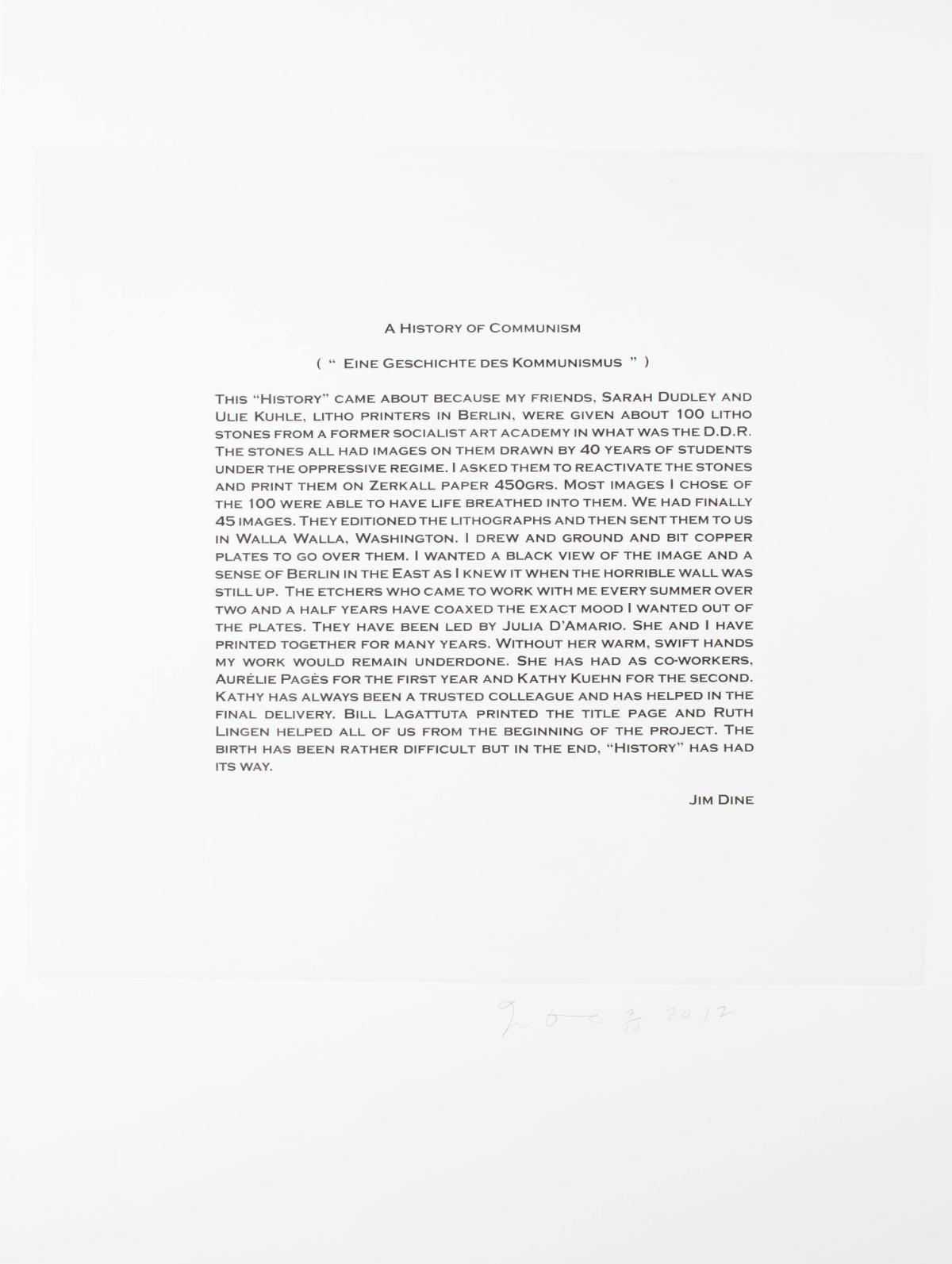 Colophon, from the series A History of Communism