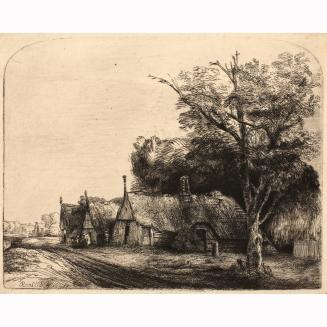 Landscape with Three Gabled Cottages Beside a Road