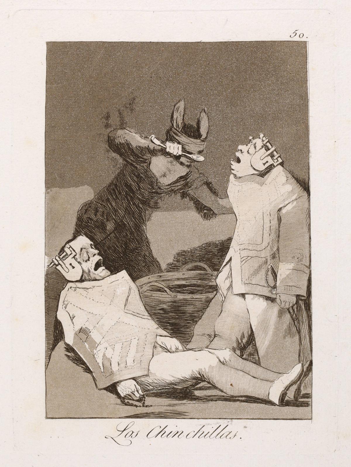 Los Chinchillas (The Chinchillas), plate 50 from the first edition of Los Caprichos (Madrid, 1799)