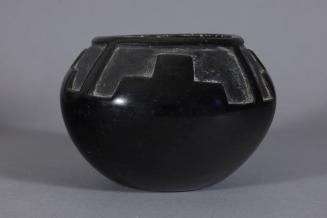 Black-on-Black Bowl with Geometric Design