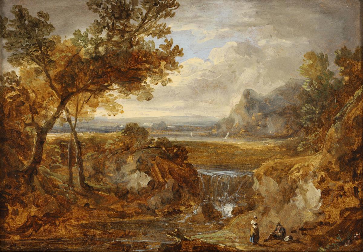 Landscape with Travelers at a Waterfall