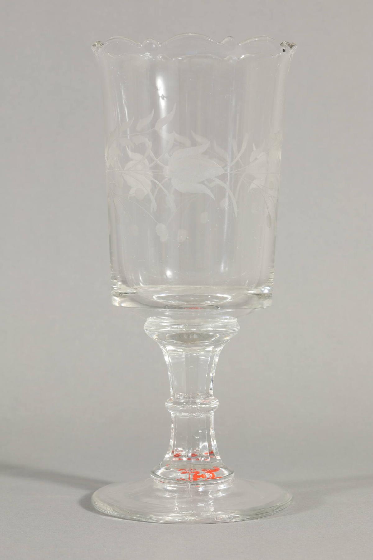 Footed Celery Glass  with Flower Design