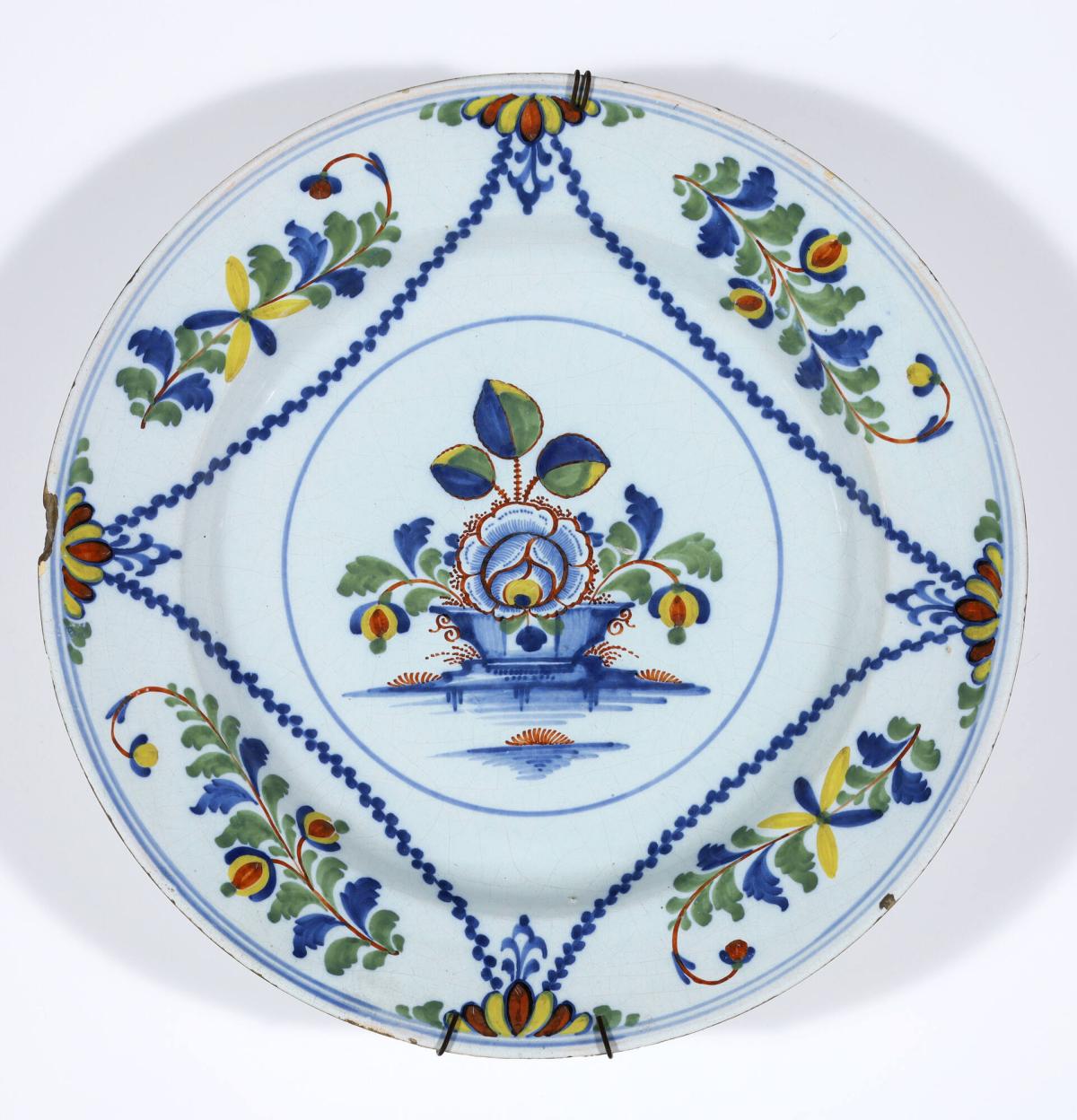 Bristol Faience Charger with Bird and Floral Design