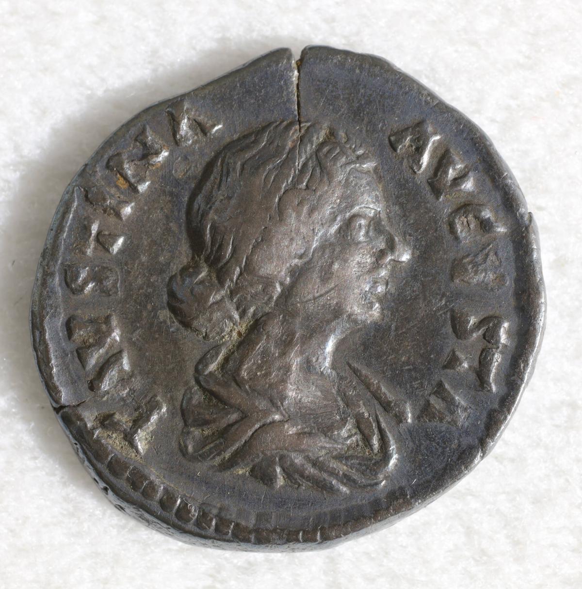 Denarius: Obverse, Head of Faustina; Reverse, Fecunditas