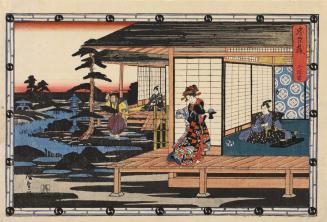 Konami Brings Tea to Rikiya as Honzo Cuts the Branch of a Pine in Front of Wakasanosuke, Act 2 from the series Chushingura