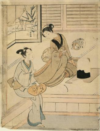 Young Couple Seated by a Heater for Silk Wadding