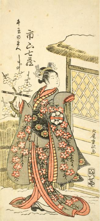 The Actor Ichiyama Shichizō as Goō no Mae Holding a Flute