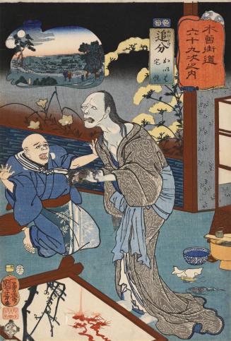 Oiwake: Oiwa and Takuetsu, no. 21 from the series The Sixty-nine Stations of the Kisokaidō