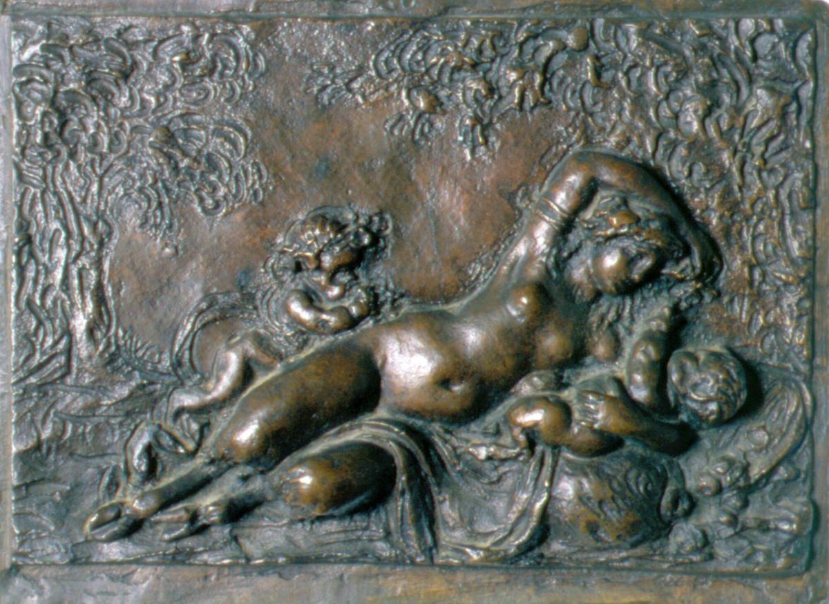 Female Satyr with Two Baby Satyrs in a Landscape