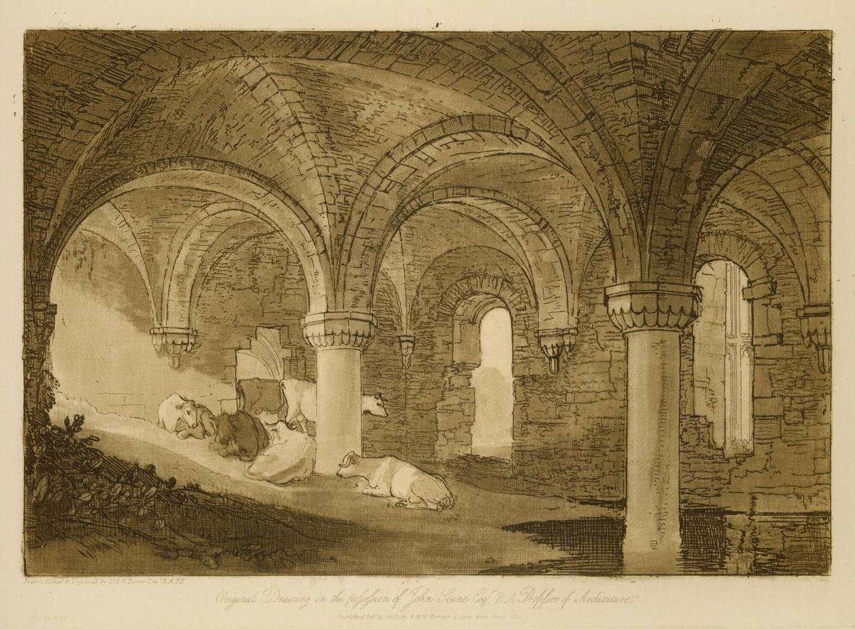 Crypt of Kirkstall Abbey, part VIII, plate 39, from Liber Studiorum