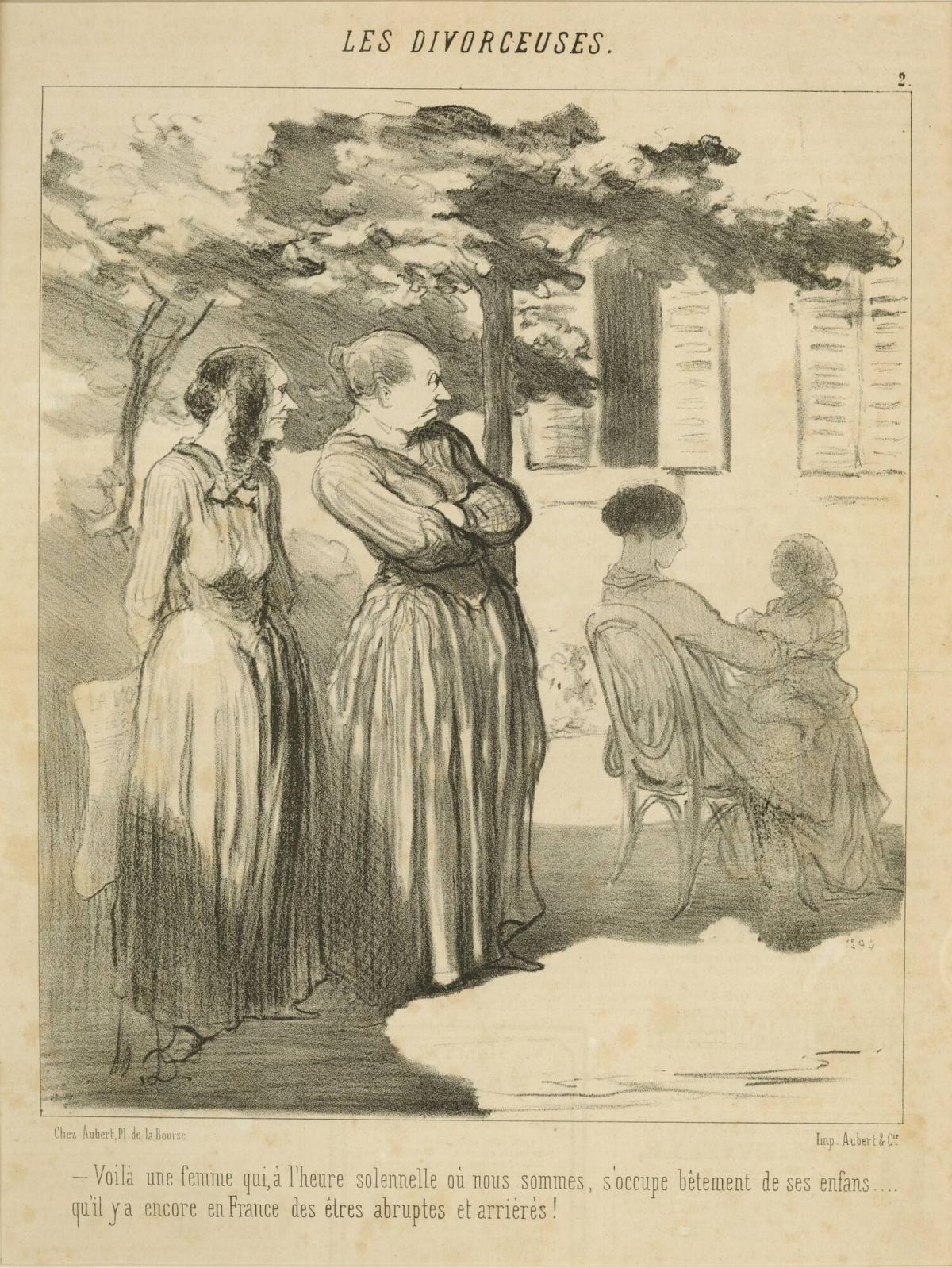 Voilà une femme qui, à l'heure solennelle où nous sommes, s'occupe bêtement de ses enfans... (There’s a woman who, at this solemn hour, stupidly occupies herself with her children...), from the series Les Divorceuses