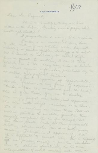 Letter from Eva Hesse to Dr. Helene Papanek